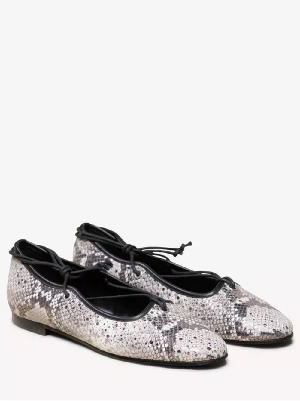 🆕 NWOB M. Gemi 39.5 The Ondina Black Gray Snakeskin Ballet Flat Made in Italy